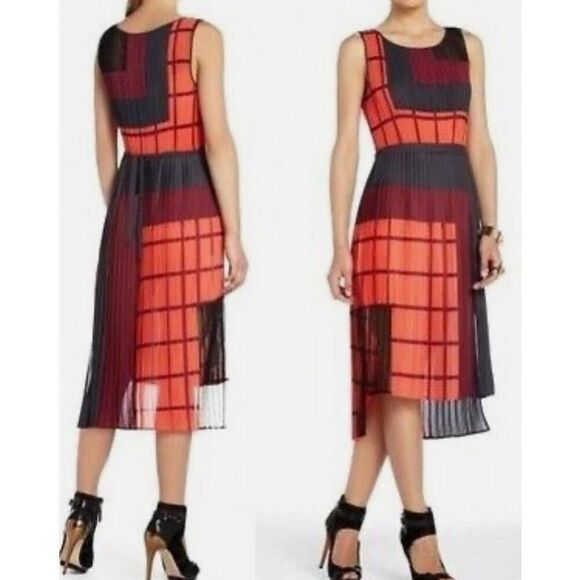 BCBGMAXAZRIA KYLER PLEATED COLOR BLOCKED DRESS size xs - Picture 1 of 9